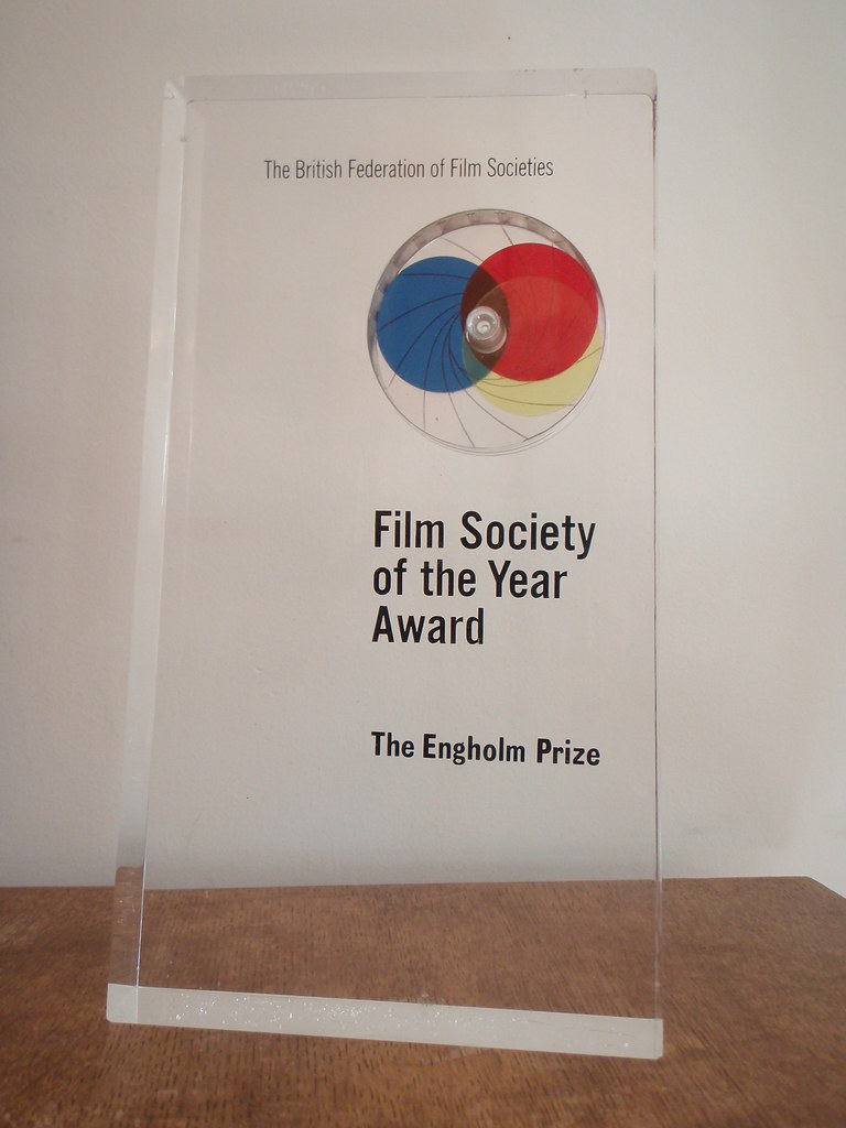 The Engholm prize, a plexiglass award for Film Society of the Year